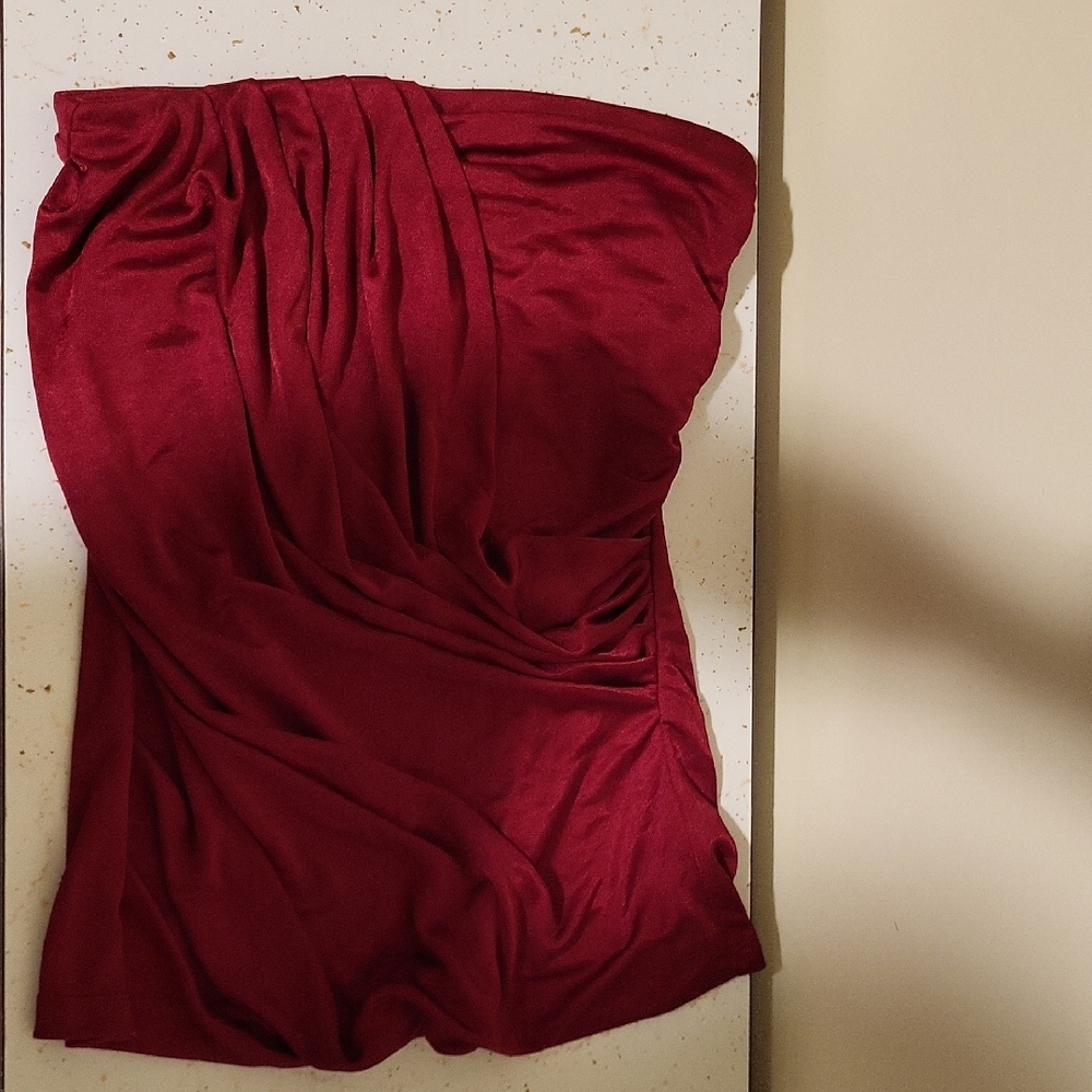 Express Deep Red Strapless Dress